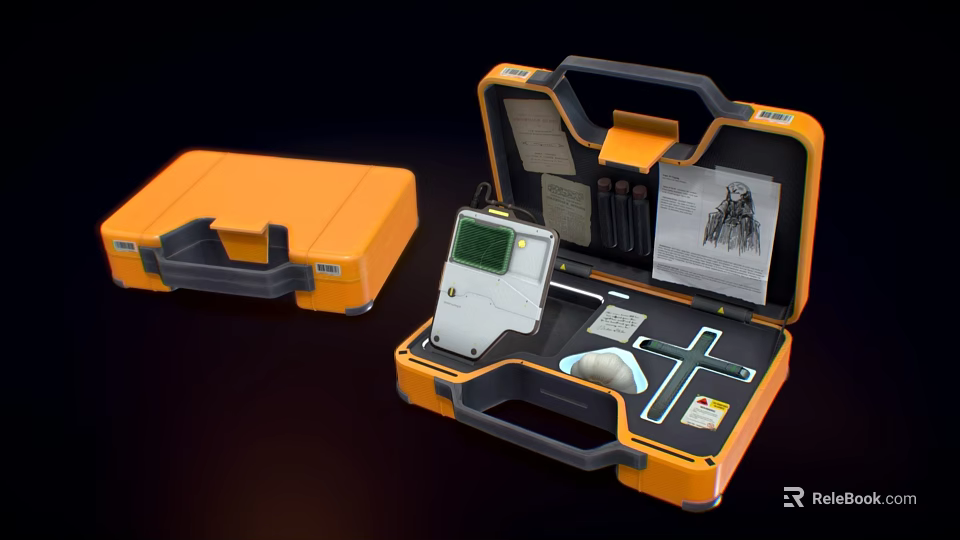 Orange Open Toolbox With Various Hardware Tools And Storage Compartments 3d model 