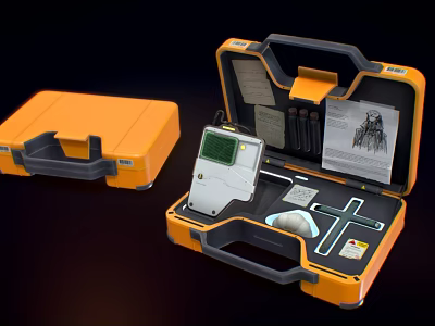 Orange Open Toolbox With Various Hardware Tools And Storage Compartments 3d model