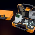Orange Open Toolbox With Various Hardware Tools And Storage Compartments 3d model