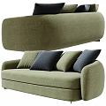 Comfortable Modern Green Sectional Sofa With Dark And Light Decorative Pillows 3d model