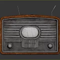 Vintage Retro Radio With Wooden Leather Exterior Round Dial And Antenna