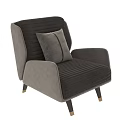 Modern Leisure Chair With Brown Striped Fabric Beige Upholstery Accent Pillow And Wooden Legs