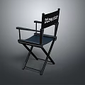 Black Director Folding Chair With Wooden Frame And Canvas Seat For Studio Use