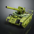 Realistic Green Military Tank Model With Long Barrel Cannon And Heavy Tracks