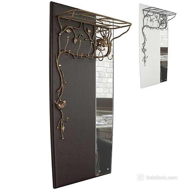 Elegant Golden Vine Design Wall Mounted Decorative Hooks For Home Interior Decoration 3d model 