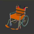 Orange Modern Wheelchair With Black Armrests White Frame And Wheels