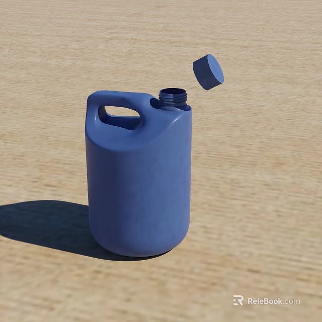 Blue Plastic Condiment Bottle with Open Lid Standing on Sandy Surface 3d model 