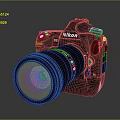 Nikon Professional DSLR Digital Camera With Telephoto Lens And Black Body