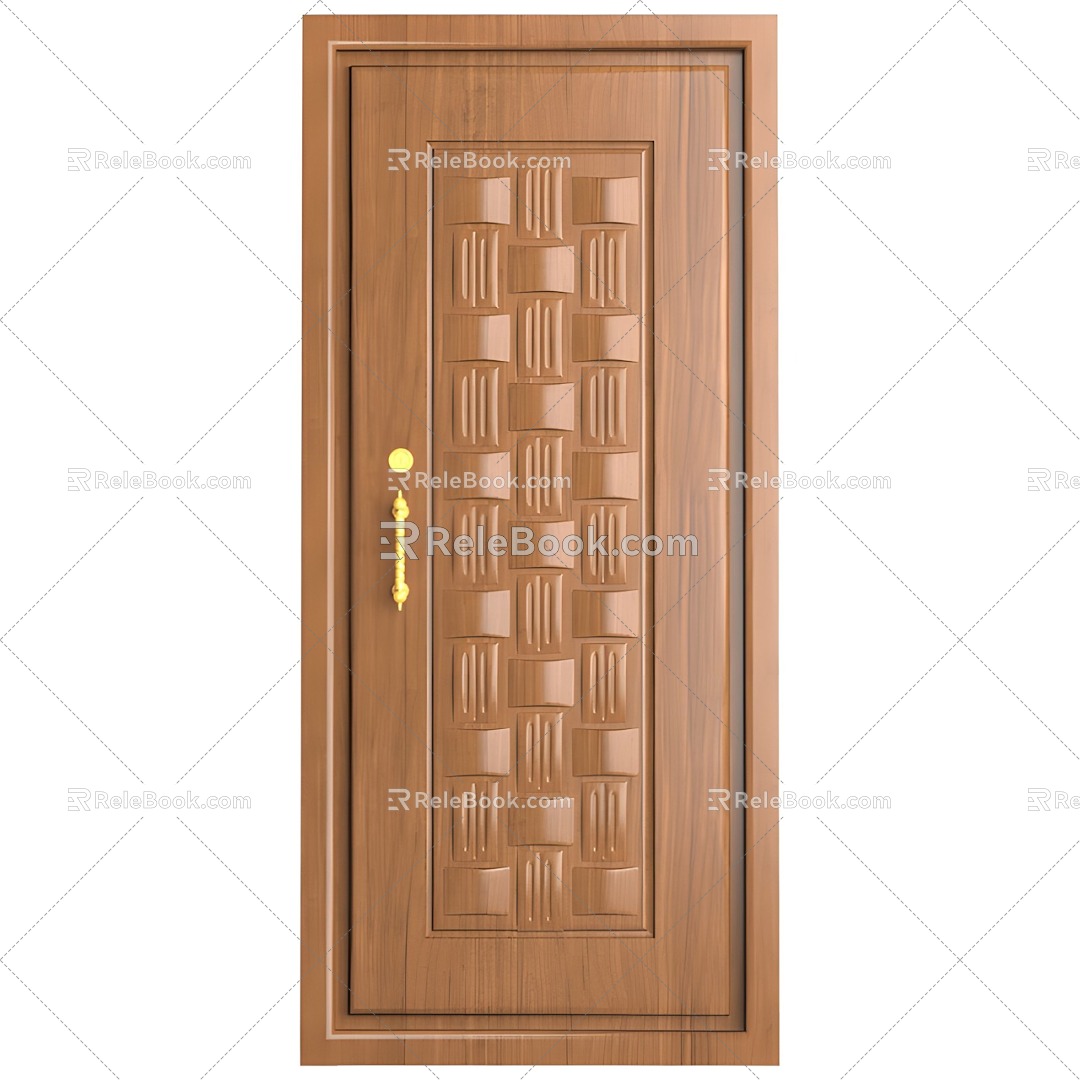 swing door modern wooden door bedroom door 3d model