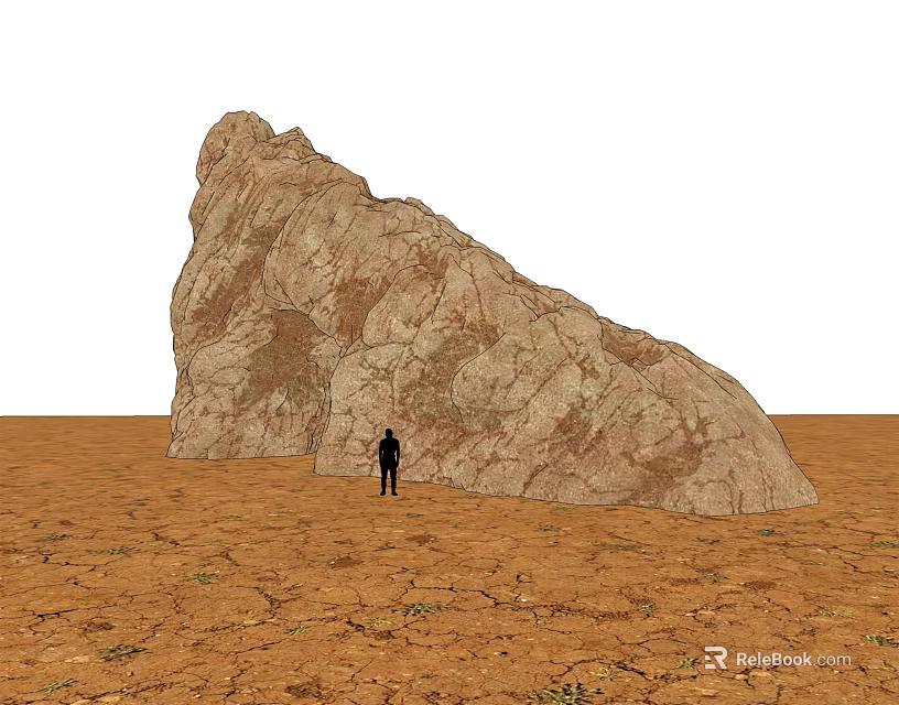 Giant Natural Stone and Wood Structure in Arid Landscape With Human Figure 3d model 