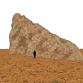 Giant Natural Stone and Wood Structure in Arid Landscape With Human Figure