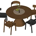 Dining table and chair combination round table 3d model