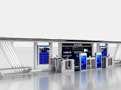Modern Road Infrastructure With Intelligent Toll Gates And Electronic Information Displays 3d model