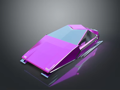 Futuristic Purple Geometric Car Model With Sleek Design And Shiny Reflection 3d model