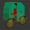 Green Tricycle Featuring Cabin Red Seat Black Wheels And Simple Design
