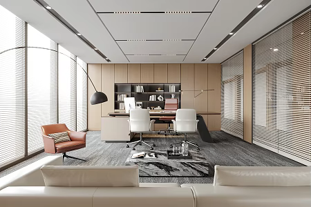 modern general manager office chairman office boss office desk and chair 3d model