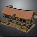 Traditional Cottage Structure Featuring Red Tile Roof Chimney Wooden Exterior Stone Walls And Front Porch