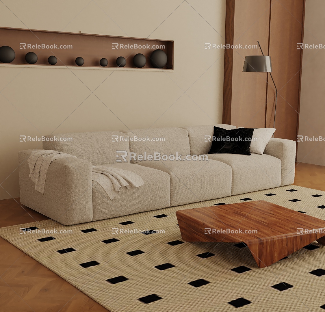 Three-seat sofa 3d model