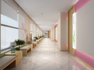 modern aisle hospital corridor space 3d model