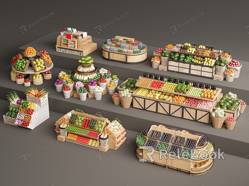 supermarket shelf shelf container fruit shelf fruit and vegetable products model