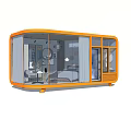 Modern Detached Villa With Wooden Structure Large Glass Walls On Green Lawn Surrounded By Trees