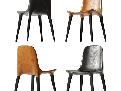 Modern Minimalist Leisure Chairs With Leather Upholstery Black And Brown Colors And Sturdy Legs 3d model