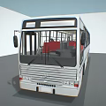 White City Bus Interior With Red Seats And Large Transparent Windows
