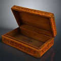 Handcrafted Open Wooden Box With Intricate Carved Patterns And Decorative Design