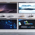 Projection Monitoring System With Wall Mounted Screens Showing Scenery Data And Presentations