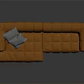 Modern Brown Leather Sectional Sofa With Gray Cushion And Stitched Details