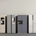 Refrigerators with Beige Gray White Colors Single Double Side by Side Doors Display Ice Maker 3d model