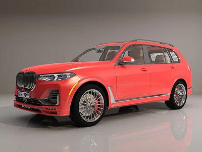 Red SUV Car with Sporty Exterior Design Alloy Wheels and Front Grille Detail 3d model