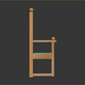 Wooden Chair With Carved Patterns Turquoise Cushion And Decorative Top Balls