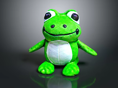 Green Frog Plush Doll with Big Round Eyes White Belly and Soft Stuffed Body 3d model