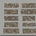 Natural Stone Feature Wall Ideas With Various Textured Panels And Decorative Patterns 3d model