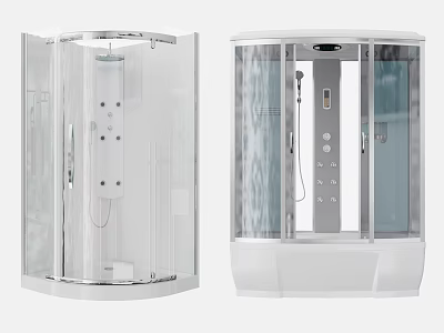 Modern Shower Sauna Design With Glass Door And Control Panel 3d model