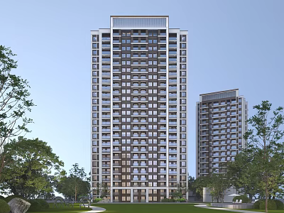 Modern High Rise Residential Buildings with Exterior Design and Green Surroundings 3d model
