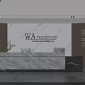 Modern Luxury Marble Office Reception Desk With Elegant Company Brand Logo Background Wall Design