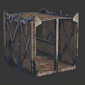 Rusty Metal Cage Equipment With Chains And Mesh Structure For Industrial Use 3d model