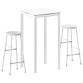 Modern Minimalist Bar Table with Two Stools Metal Frame Light Dark Wooden Seats 3d model