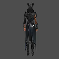Game Movie Character With Horns And Dark Armored Robe Design