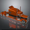 Red Semi Truck With Open Cab Top Black Details White Wheels And Exhaust Pipes