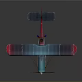 Vintage Space Aviation Biplane Model With Blue Pink Gradient Red Tail And Brown Propeller