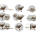Chinese Style Wall Decor With Circular Fans And Metal Frames For Modern Home Interior