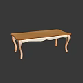Elegant Coffee Table With Wooden Tabletop And White Curved Legs Design