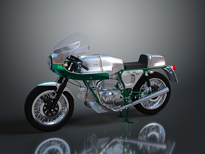 Retro Motorcycle Two Wheels Motocross Motorcycle Road Race Motorcycle 3d model