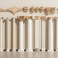 Classical Roman Columns With Various Styles Decorative Capitals And White Beige Tones