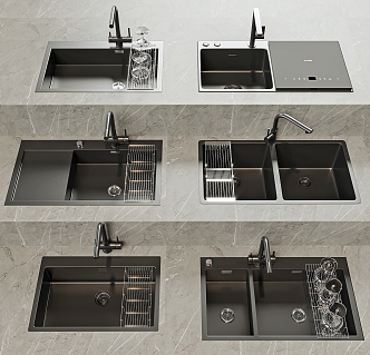 Modern dish washing basin sink 3d model