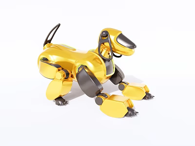Golden Intelligent Robot Dog With Modern Mechanical Design And Shiny Finish 3d model