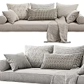 Cozy Modern Sectional Sofa With Textured Pillows And Soft Throw Blanket 3d model